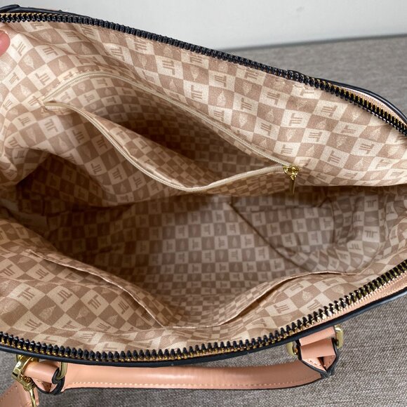 London Fog Caroline Croco Satchel Bag w/ Shoulder Strap Nude Color - Picture 7 of 12